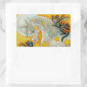 ハロウィンユニコーンで燃える黒猫カラフル 長方形シール (バッグ)