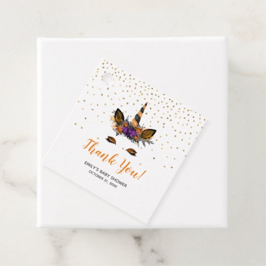 ハロウィンユニコーンオレンジ赤ちゃんシャワーありがとう フェイバータグ (インサイチュ)