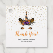 ハロウィンユニコーンオレンジ赤ちゃんシャワーありがとう フェイバータグ (正面)