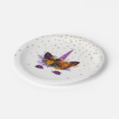 ハロウィンユニコーンパープルグリッターパーティー ペーパープレート (アングル)