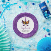 ハロウィンユニコーンパープルグリッター誕生日パーティー ペーパープレート (パーティー)