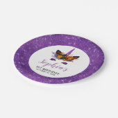 ハロウィンユニコーンパープルグリッター誕生日パーティー ペーパープレート (アングル)