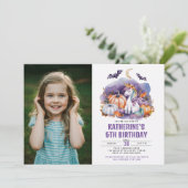 ハロウィンユニコーン水彩誕生日パーティー 招待状 (スタンド正面)