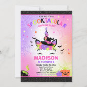 ハロウィンユニコーン誕生日招待状ハローウィンパーティ 招待状 (正面)