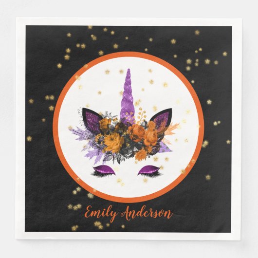 ハロウィンユニコーン顔ガールズバースデーパーティパープル (正面)