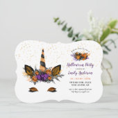 ハロウィンユニコーン顔ガールズバースデーパーティー 招待状 (スタンド正面)