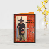 ハロウィンユーモアのあるウィッチ折り畳みグリーティングカード カード (黄色い花)