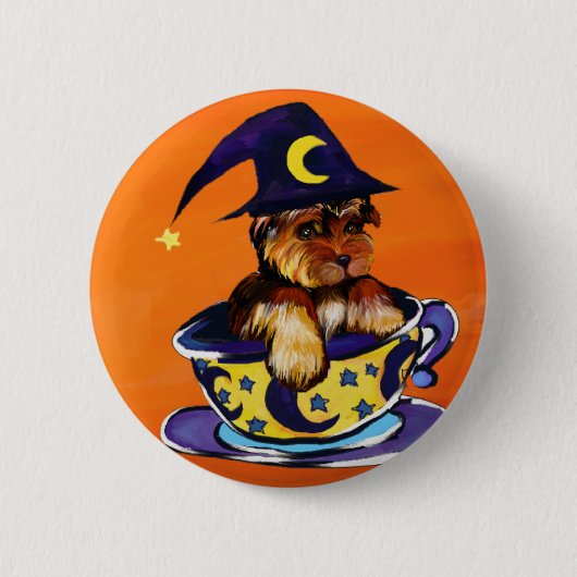 ハロウィンヨークシャーテリアポー 缶バッジ (正面)