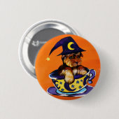 ハロウィンヨークシャーテリアポー 缶バッジ (正面&裏面)