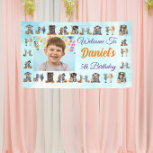 ハロウィンライトブルーの子供の誕生日テーマ 横断幕