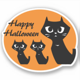 ハロウィンラッキーな黒猫 シール