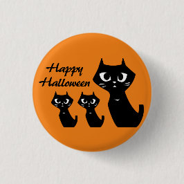 ハロウィンラッキーな黒猫 缶バッジ