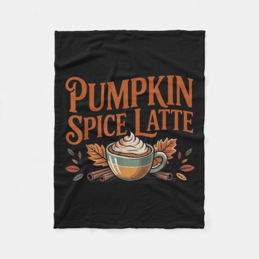 ハロウィンラテ シーン コーヒー好き 秋の季節 フリースブランケット (正面)