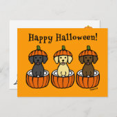 ハロウィンラブラドール子犬とカボチャ ポストカード (正面/裏面)