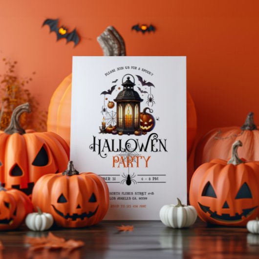 ハロウィンランタンバス&スパイダーパーティの招待状 招待状