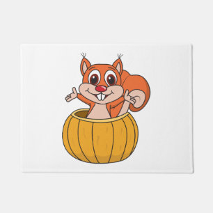 ハロウィンリスのカボチャ ドアマット