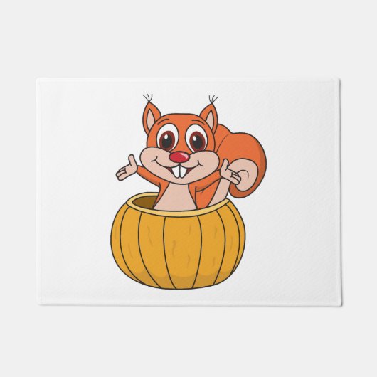 ハロウィンリスのカボチャ ドアマット (正面)