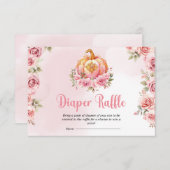 ハロウィンリトルカボチャ赤ちゃんシャワーおむつラッフル エンクロージャーカード (正面/裏面)