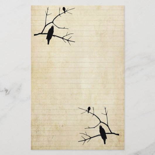 ハロウィンレイベンとフクロウ古い紙固定 便箋 (正面)
