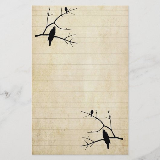 ハロウィンレイベンとフクロウ古い紙固定 便箋 (正面)