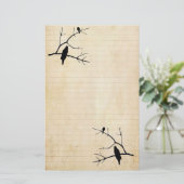 ハロウィンレイベンとフクロウ古い紙固定 便箋 (スタンド正面)