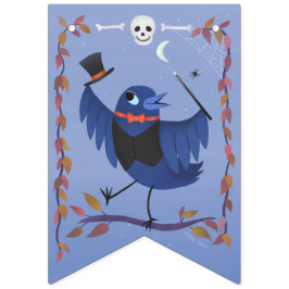 ハロウィンレイヴンクロウムーンブルー バンティングフラッグ