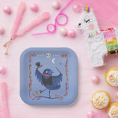 ハロウィンレイヴンクロウムーンブルー ペーパープレート (パーティー)