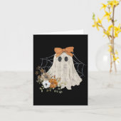 ハロウィンレースの幽霊 カード (黄色い花)