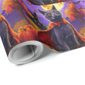 ハロウィンロシアのブルーキャットヴァンパイアパンプキンズ怖 ラッピングペーパー (ロールコーナー)