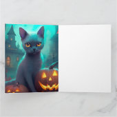ハロウィンロシアのブルー猫カボチャ怖い カード (内部)