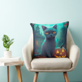 ハロウィンロシアのブルー猫カボチャ怖い クッション (椅子)