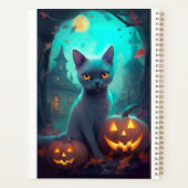 ハロウィンロシアのブルー猫カボチャ怖い プランナー手帳 (裏面)