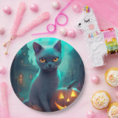 ハロウィンロシアのブルー猫カボチャ怖い ペーパープレート (パーティー)