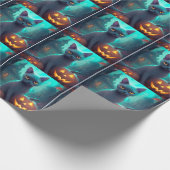 ハロウィンロシアのブルー猫カボチャ怖い ラッピングペーパー (角)