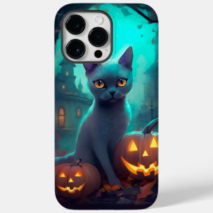 ハロウィンロシアのブルー猫カボチャ怖い Case-Mate iPhone 14 PRO MAXケース