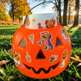 ハロウィンローラースケートで滑るジャックオランタン シール