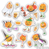 ハロウィンローラースケートで滑るジャックオランタン シール (正面)