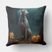 ハロウィンワイマラーとカボチャ怖い クッション (裏面)