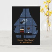 ハロウィンワインアンドウィッチおもしろい名前をカスタムする カード (黄色い花)