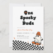 ハロウィンワン不気味ダデファースト誕生日招待状 招待状 (正面)