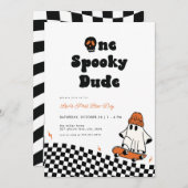 ハロウィンワン不気味ダデファースト誕生日招待状 招待状 (正面/裏面)