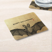 ハロウィンヴァンパイアこうもり金ゴールド スクエアペーパーコースター (アングル)