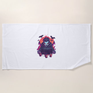 ハロウィンヴァンパイアゲーマー ビーチタオル