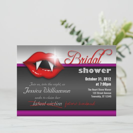ハロウィンヴァンパイアブライダルシャワー招待状 招待状 (スタンド正面)
