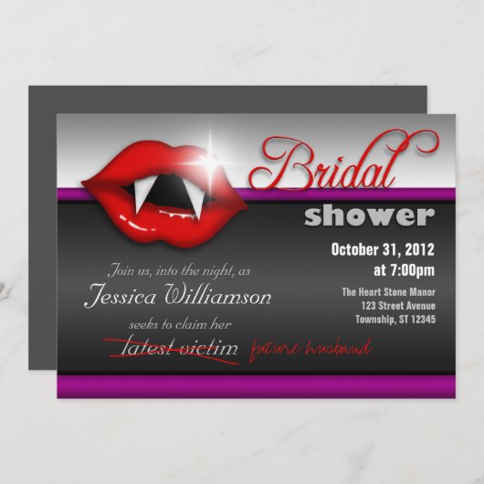 ハロウィンヴァンパイアブライダルシャワー招待状 招待状 (正面/裏面)