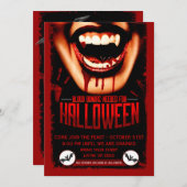 ハロウィンヴァンパイアーズ血パーティの招待状 招待状 (正面/裏面)