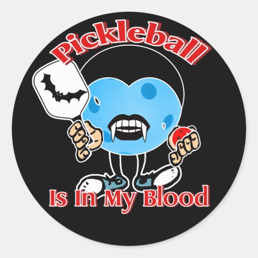 ハロウィンヴァンパイア – Pickleball Is In My Blood ラウンドシール (正面)