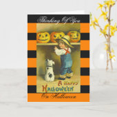 ハロウィンヴィンテージアートのグリーティングカード カード (黄色い花)