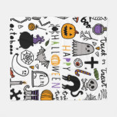ハロウィンヴィンテージセット。かわいいハロウィンのアイコンコレクト フリースブランケット (正面(横))