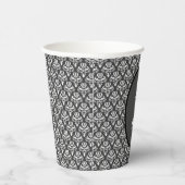 ハロウィンヴィンテージビクトリアンダマスクホワイトオンブラック 紙コップ (右)